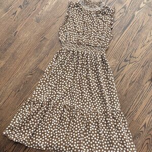 JCrew Smocked-waist Polka Dot Sleeveless Dress Medium